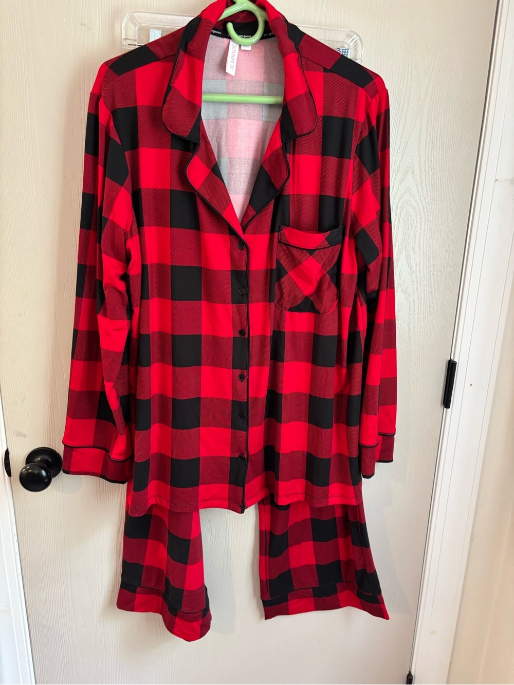 Joy Spun Red and Black Buffalo Plaid Pajama Set 2X